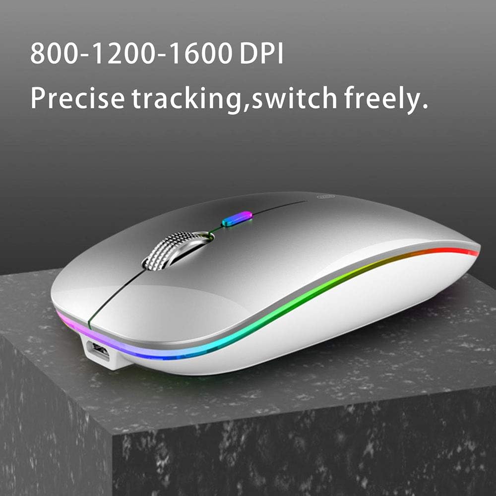 Uiosmuph Bluetooth Maus Kabellose, LED Funkmaus wiederaufladbar Leise Wireless Mouse 2.4GHz Kabellos
