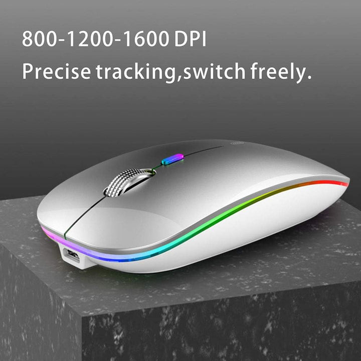 Uiosmuph Bluetooth Maus Kabellose, LED Funkmaus wiederaufladbar Leise Wireless Mouse 2.4GHz Kabellos