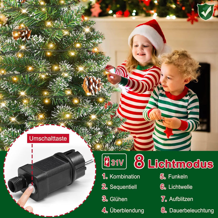 FIVMEN Weihnachtsbaum Künstlich mit Beleuchtung 240 cm PVC Tannenbaum Christbaum Künstlicher mit 440