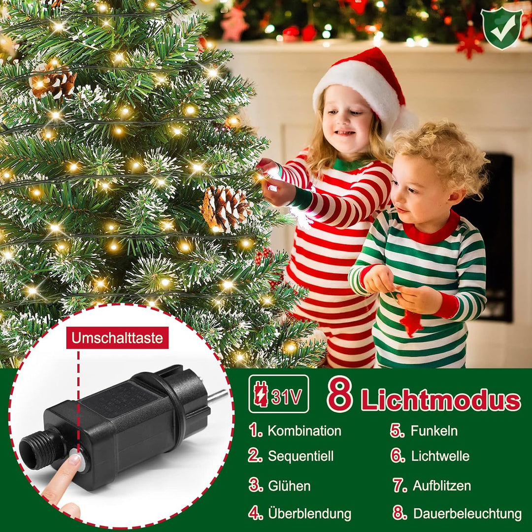 Weihnachtsbaum Künstlich mit Beleuchtung 210 cm PVC Tannenbaum Christbaum Künstlicher mit 350 LED un