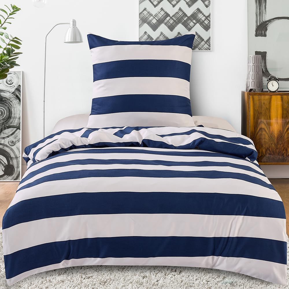 HENGWEI Blau Bettwäsche 140x200cm 2teilig Set, Extraweiches & bügelfrei Bettwäsche-Set,Mikrofaser Be