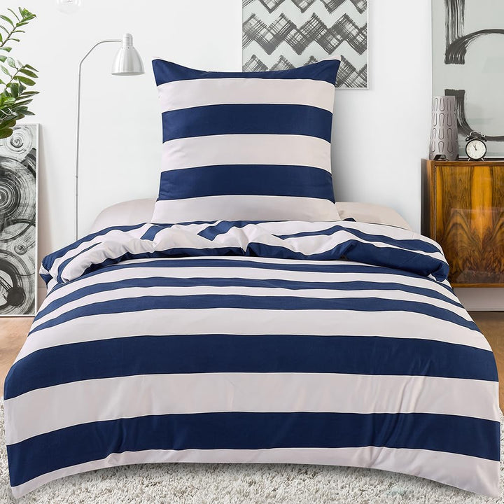 HENGWEI Blau Bettwäsche 140x200cm 2teilig Set, Extraweiches & bügelfrei Bettwäsche-Set,Mikrofaser Be