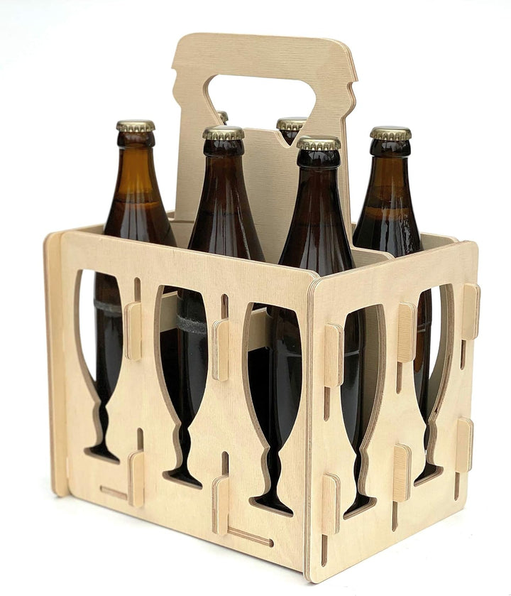 DanDiBo Bierträger aus Holz 6 Flaschen Flaschenträger 96141 Flaschenkorb Männerhandtasche Bier