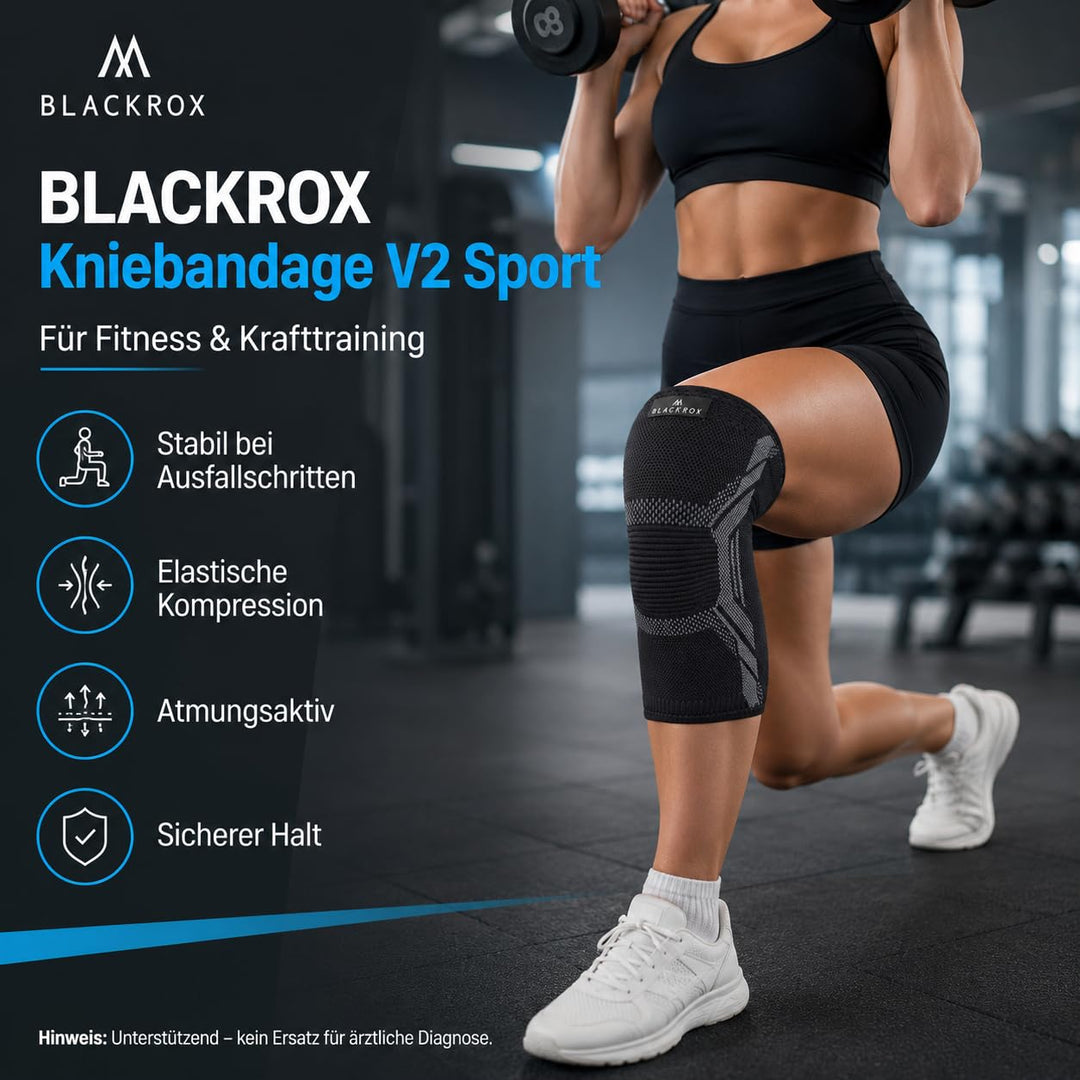 BLACKROX Kniebandage Sport Vergleichssieger Kompressions Knie Bandage, Sportkniebandage, Sport Fussb