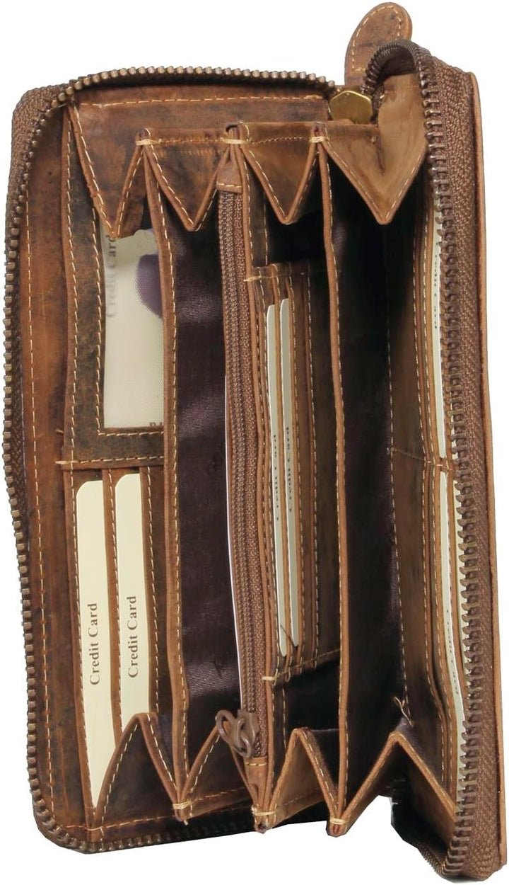 Greenburry Damen Leder-Portmonee mit Hunde-Motiv Hovawart l Geschenkidee für Hundefreunde I Leder Ho