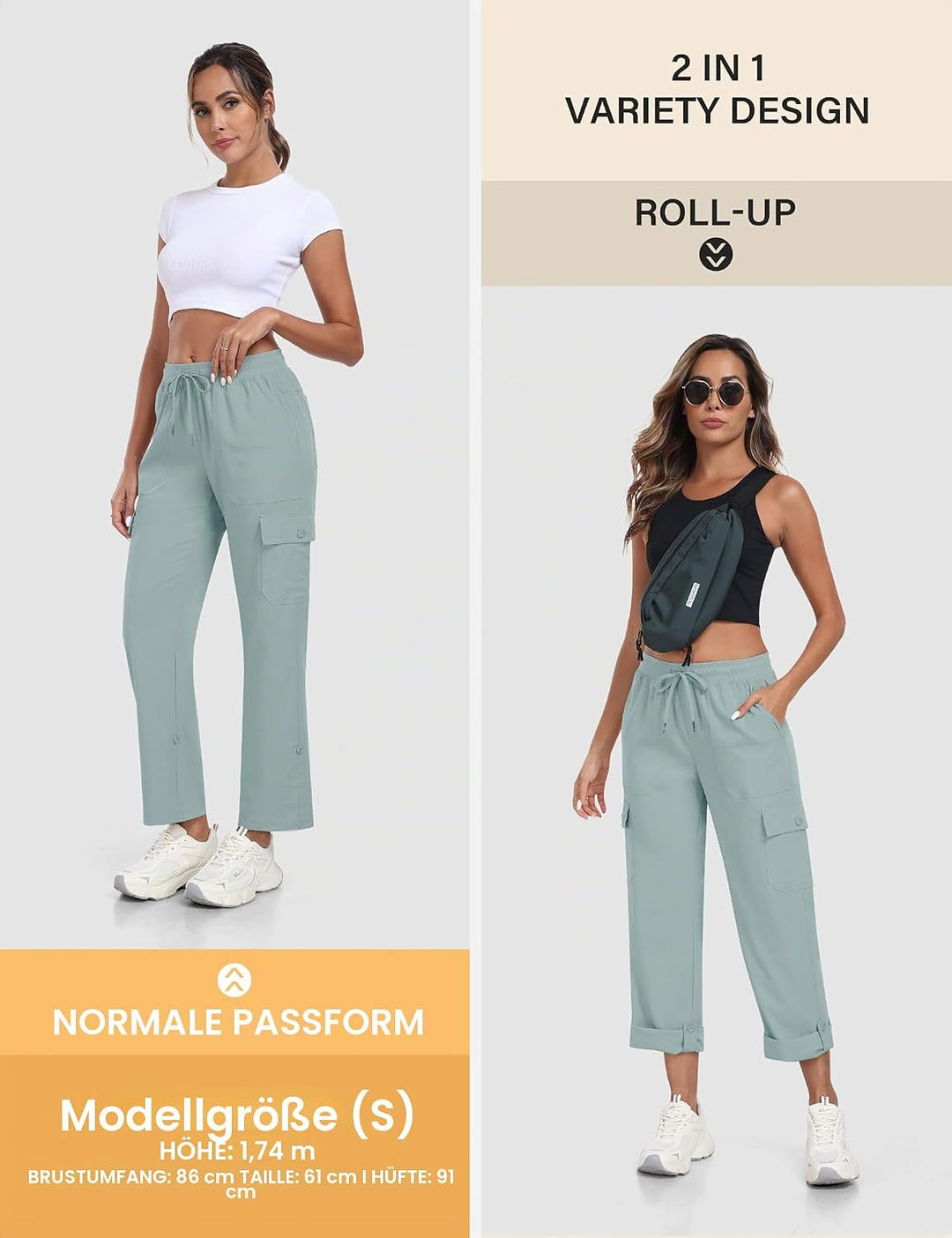 JINSHI Hosen Damen Cargohose Wanderhose Leichte Jogginghose Freizeithose Funktionshose Outdoorhose m