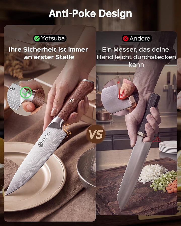 YOTSUBA Messerset Scharfes Küchenmesser Set aus hochwertigem Carbon Edelstahl Profi Kochmesser Set 7