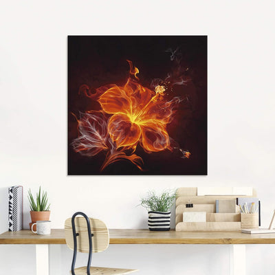 ARTland Glasbilder Wandbild Glas Bild einteilig 60x45 cm Querformat Blumen Feuerblume Feuer Flammen