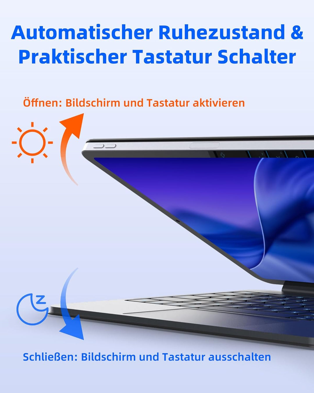 Bettdow für iPad Air 13 Zoll M3 2025/M2 2024/iPad Pro 12.9" 2018-2022 Tastatur Hülle, Leichte Alumin