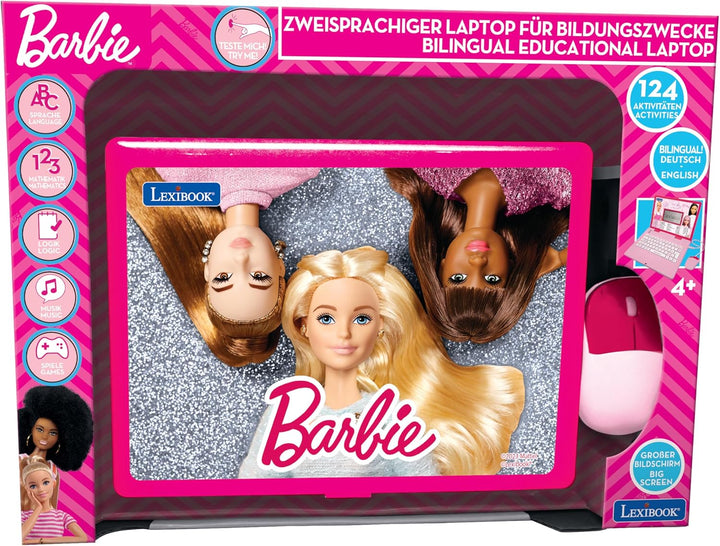 Lexibook Barbie, pädagogischer und zweisprachiger Laptop in Englisch/Deutsch, Spielzeug für Kinder m