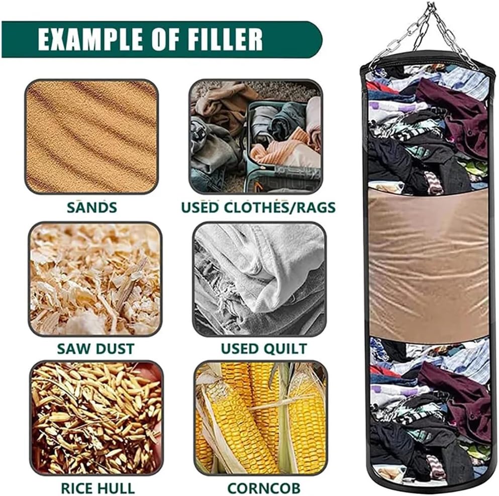 Boxsack Hängend, 15-in-1 Heavy Duty Boxsack, PU-Material Mit dickerer Kette kann 360° gedreht werden