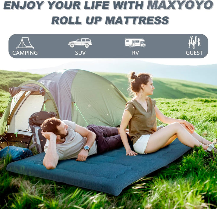 MAXYOYO Tragbare, Faltbare Futon-Matratze, hypoallergener Stoff und Schaumstoff-Matratzenauflage mit
