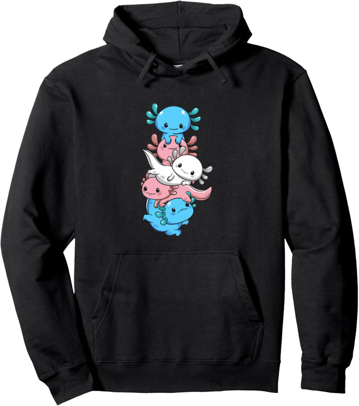 Dezente Transgender Pride Flagge Kawaii Axolotl LGBTQ Trans Pullover Hoodie