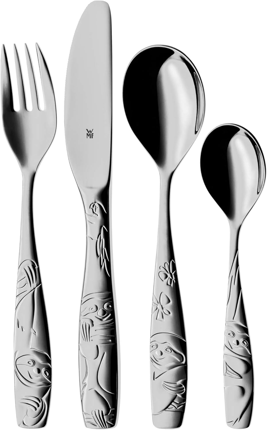 WMF Tiere Kinderbesteck Set Set 4-teilig &amp; Faultier Kinderbesteck Set 4-teilig, Kinderbesteck Edelst