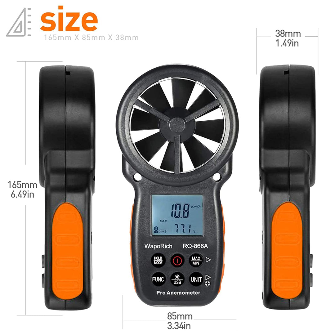 Handwindmesser RQ-866A Anemometer CFM mit USB-Anschluss an den PC zur Messung von Windgeschwindigkei