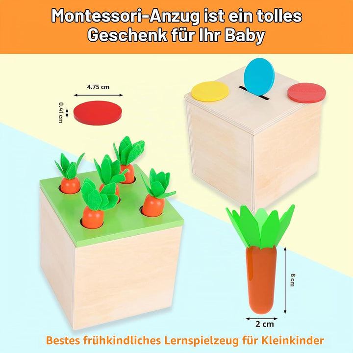 Adena Montessori Spielzeug ab 1 2 3 Jahr,Montessori Spielzeug Baby EnthäLt Karotten Ernte Spiele, Mo