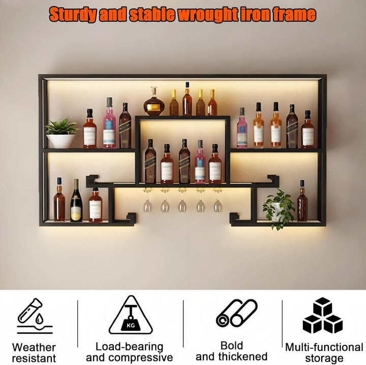 Generisch Modernes Metall Weinregal Wand, Bar Regale Wand Bar Einheit Floating Shelves Eisen Wine Ra