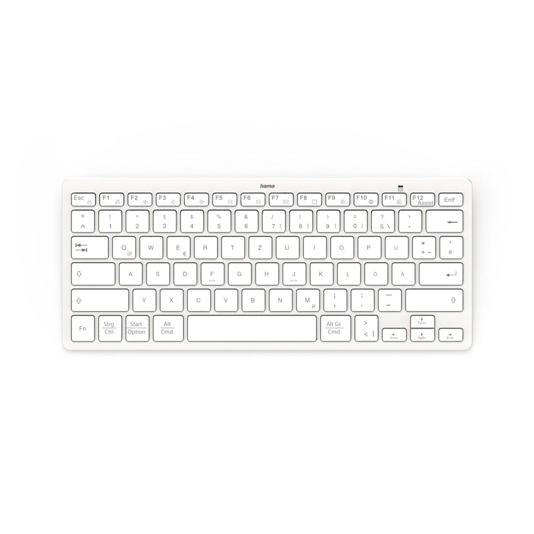 Hama Bluetooth Mini Tastatur Travel 400" für Tablets, kabellose Tastatur, QWERTZ DE Layout weiss Min