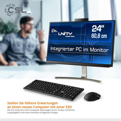 All-in-One-PC CSL Unity U24B-AMD, 60,5 cm (23,8 Zoll, 1920x1080 Full HD) - Leistungsstarker AIO (AMD
