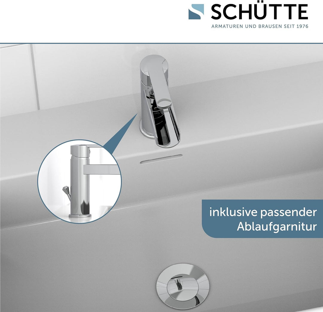 SCHÜTTE NIAGARA Waschtischarmatur mit Schwallauslauf, Wasserfallarmatur für Waschtisch, waschtischar
