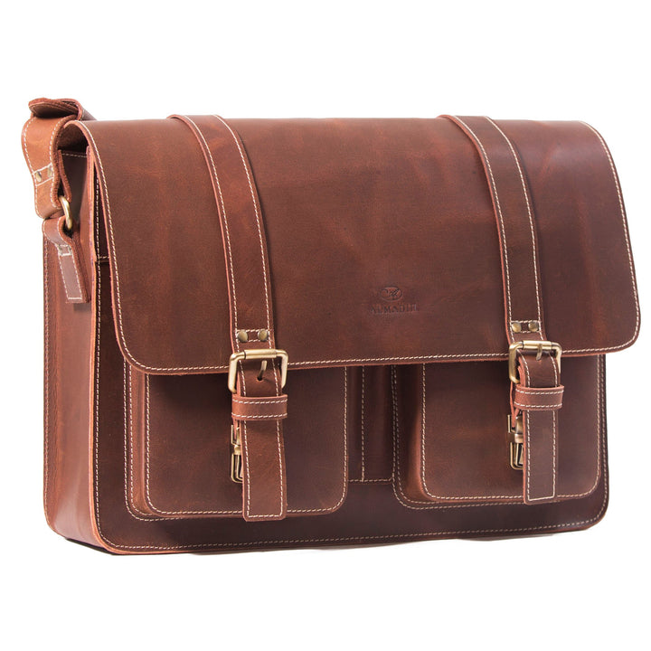 ALMADIH Leder Messenger *TOM* handgefertigt robustes Premium Rindsleder braun Vintage Sattlerqualitä