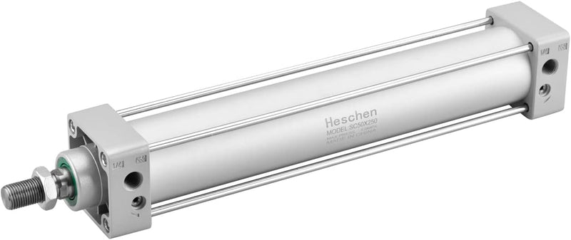 Heschen Pneumatischer Standard-Luftdruckzylinder, SC 50-250, PT1/4 Anschluss, 50mm Bohrung, 250mm Hu