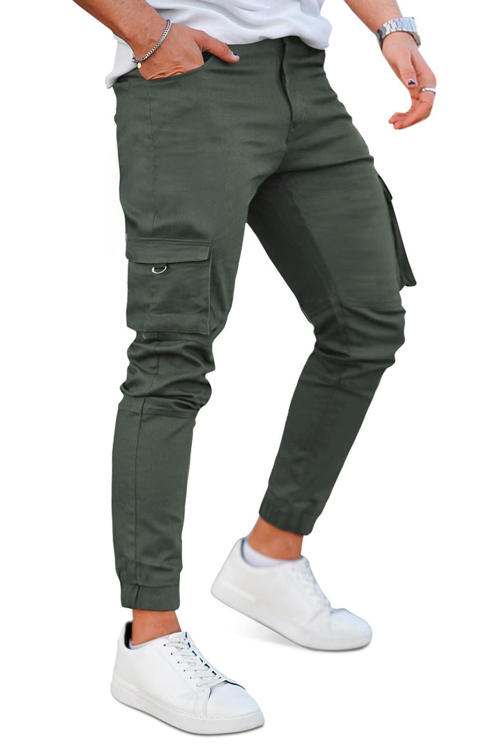 GINGTTO Herren Cargo Hose Stretch Jogginghose für Männer Casual Slim Fit Cargohose Herren Armee Grün