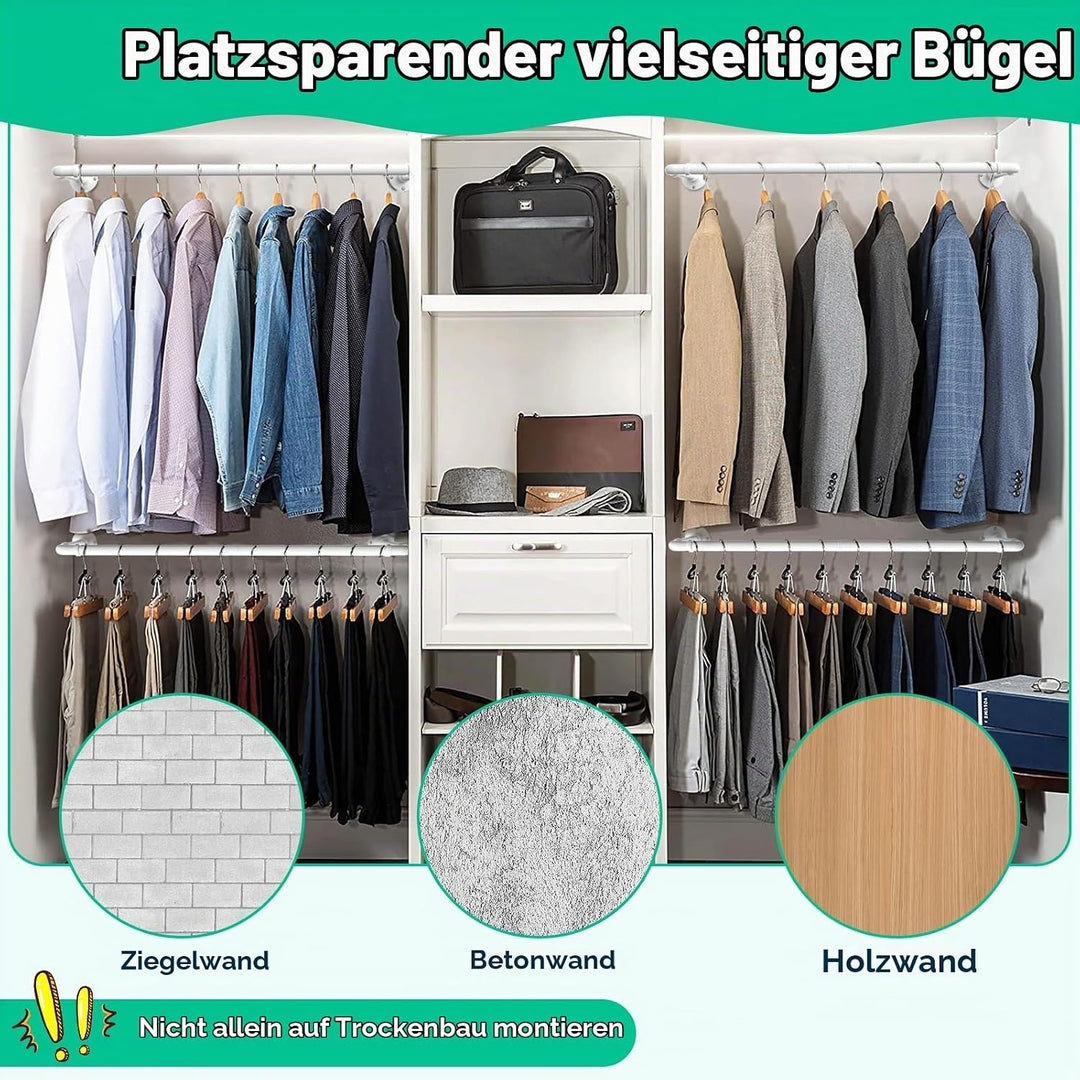 Kleiderstange für die Wand, 119cm Industrierohr Kleiderstangen,Kleiderständer Wandmontage, Industria