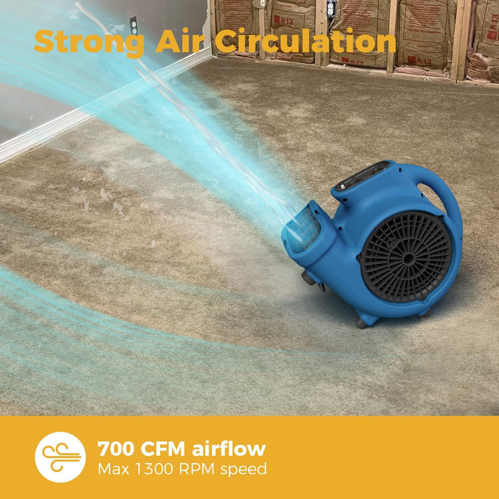 XPower Mighty Centrifugal Air Mover, Carpet Dryer, Floor Fan, Blower, Stackable, Daisy Chain, for Wa