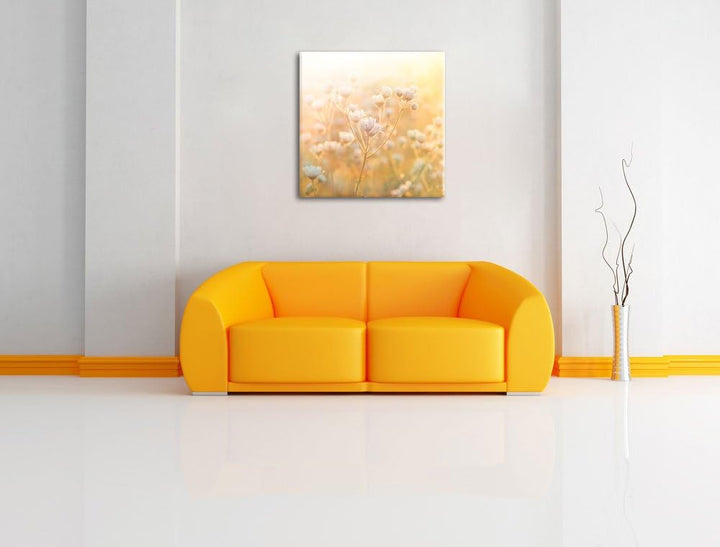 Romantische Blumenwiese, Format: 70x70 auf Leinwand, XXL riesige Bilder fertig gerahmt mit Keilrahme