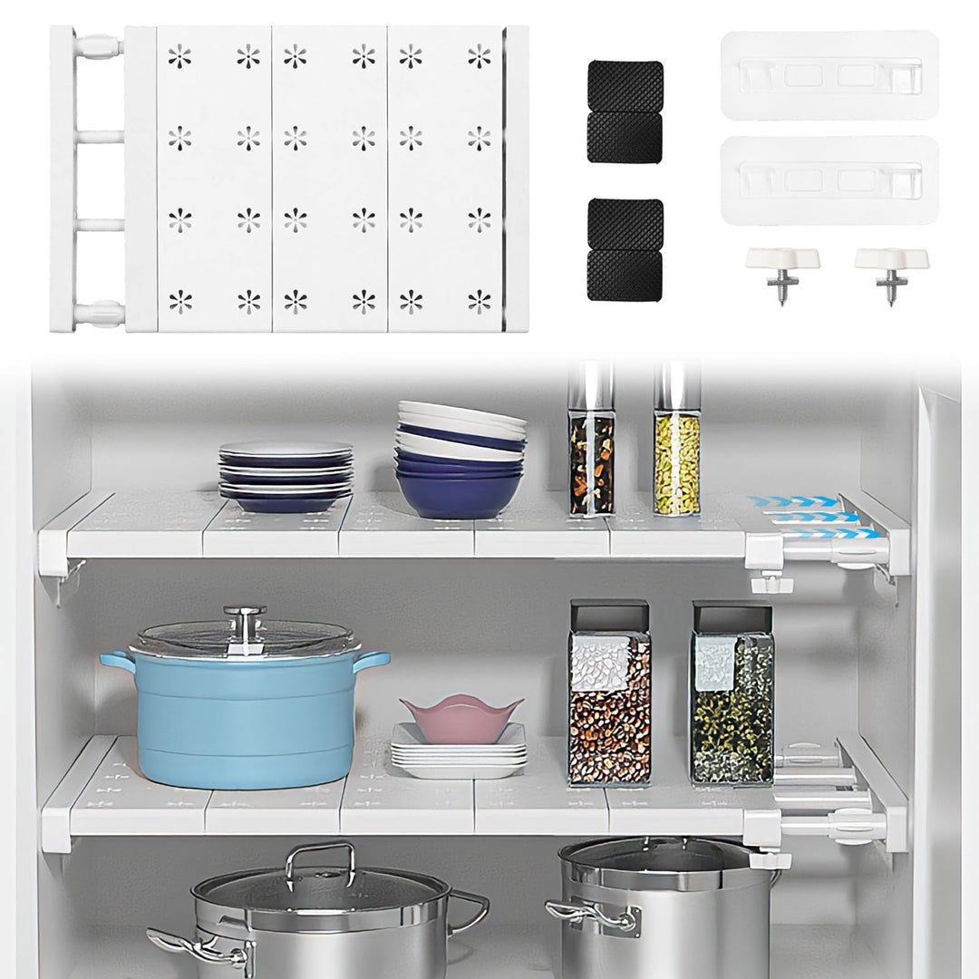 Verstellbare Einlegeböden Schrank - 24cm Weit, Verstellbare Länge 38-60cm - Erweiterbares Einlegeböd