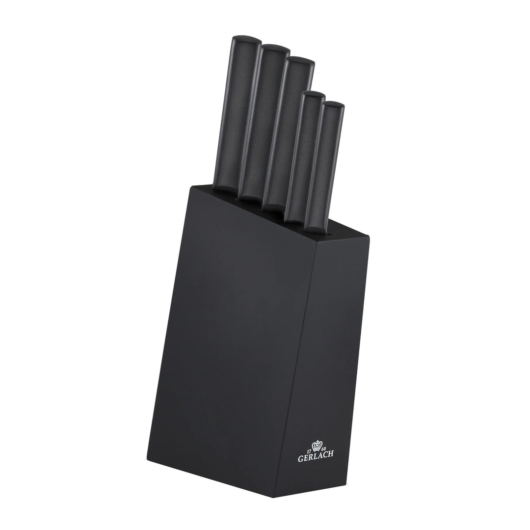 Gerlach Ambiente Black Messerblock Messerset Küchenmesserset 5 Messer aus Edelstahl Buchenholz Küche