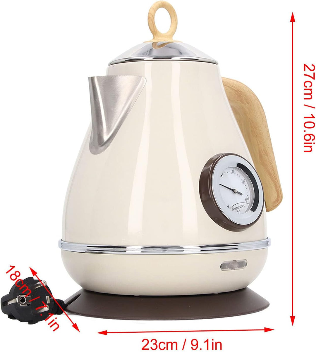 Elektrischer Wasserkocher, 1.7 L Retro Lack Bakelit Elektrischer Teekessel mit 360 Grad drehbarem So