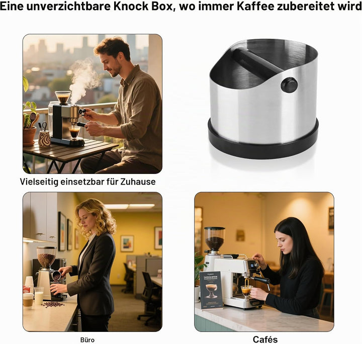 QUELIEN Heavy-Duty Espresso Knock Box - Extra-Large Capacity &amp; Scratch-Resistant Design for Daily Us