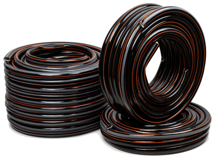 STRÜBER Gartenschlauch 4-lagig (3/4" Zoll – 25 m Länge) CARBON Bewässerungsschlauch mit Kreuzgewebe
