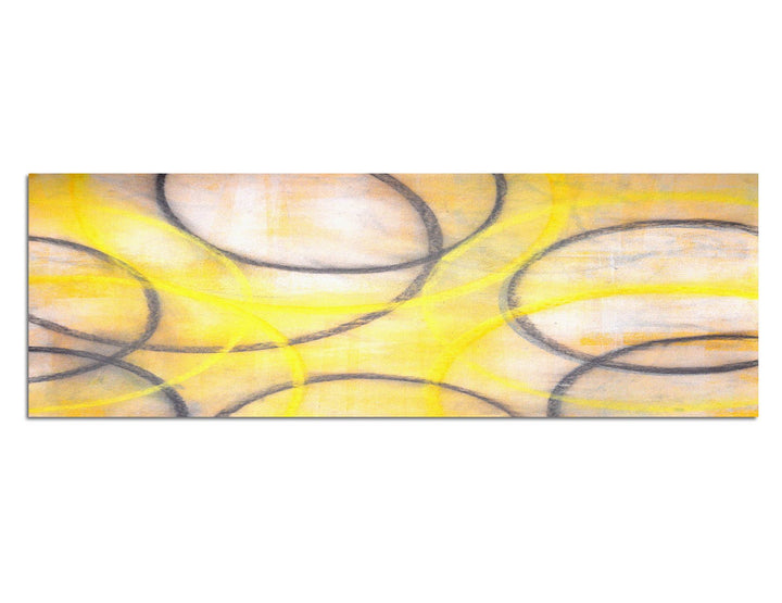 Paul Sinus Art Panoramabild auf Leinwand und Keilrahmen 120x40cm Malerei abstrakt gelb grau