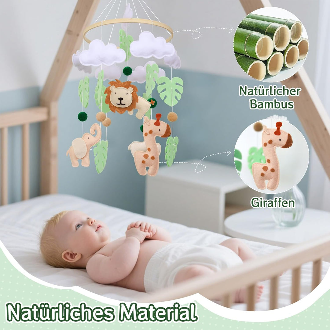 Giraffe Löwe Mobile Baby Windspiel Elefant Wald Tiere Babybett Mobile, Grüne Blätter Baby Mobiles Kr