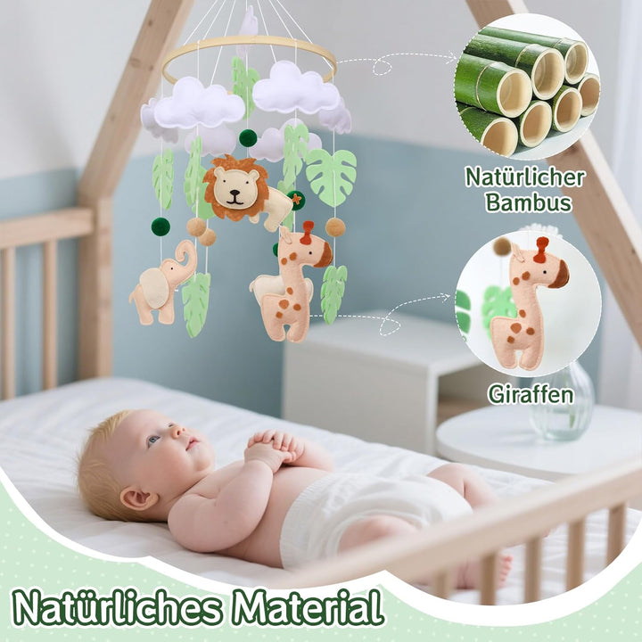 Giraffe Löwe Mobile Baby Windspiel Elefant Wald Tiere Babybett Mobile, Grüne Blätter Baby Mobiles Kr