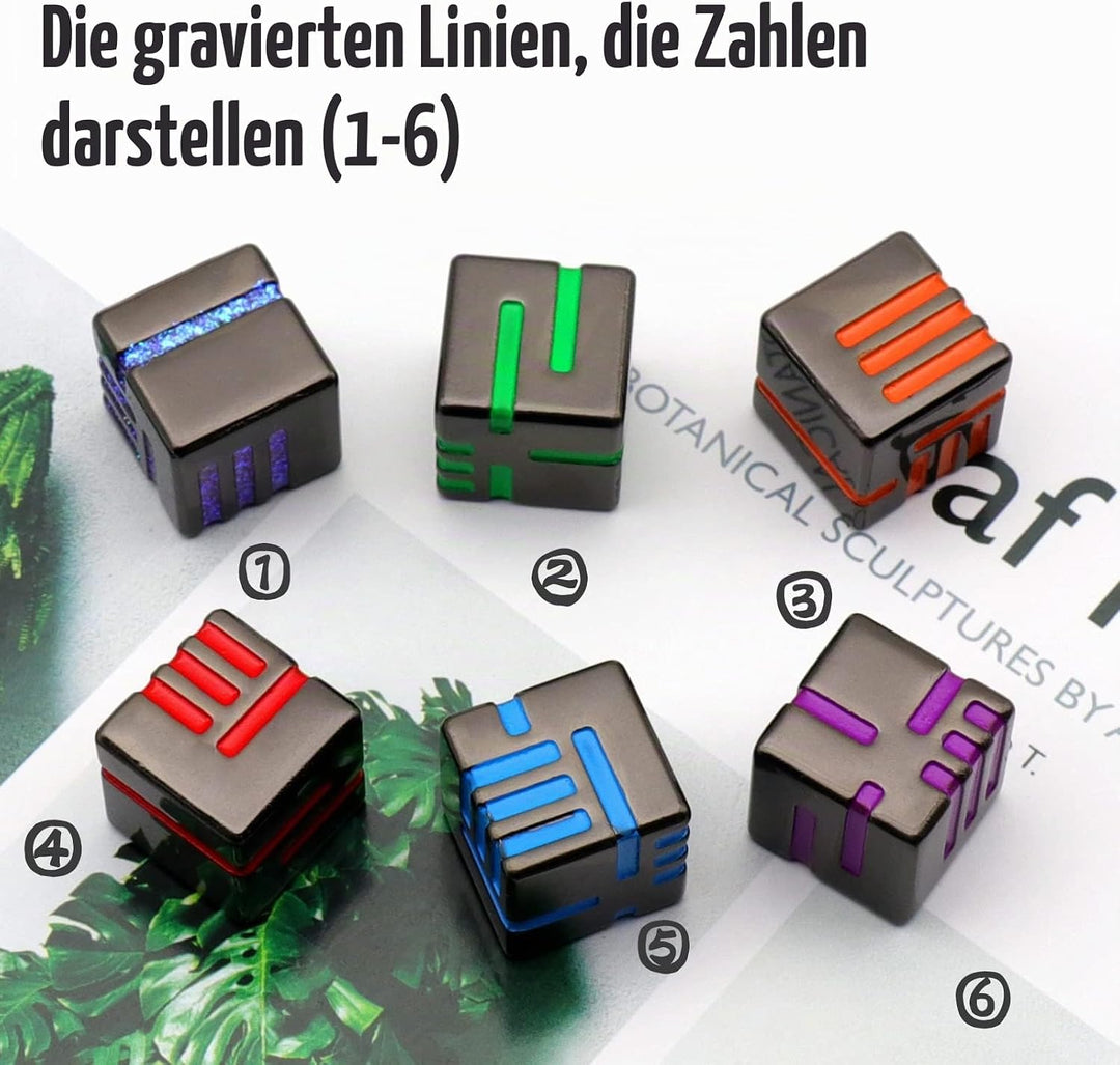 HNCCESG Metall W6 Würfel 6 Stück mit Kasten, Spielwürfel 6-Seitige Würfelset Würfel Set für Dungeons