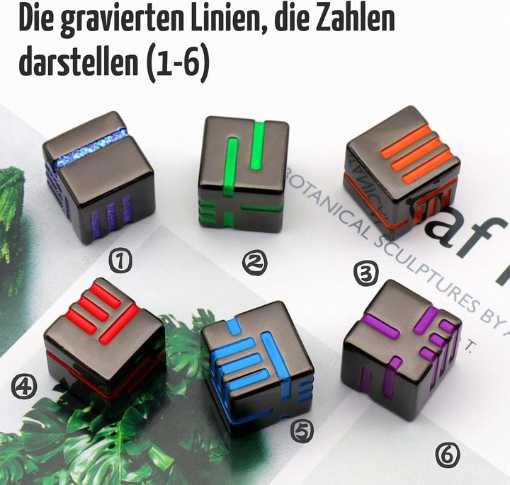 HNCCESG Metall W6 Würfel 6 Stück mit Kasten, Spielwürfel 6-Seitige Würfelset Würfel Set für Dungeons