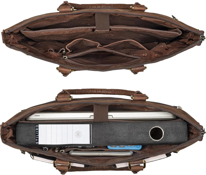STILORD 'Bailey' Business Laptoptasche Leder 15 Zoll Gross für Arbeit Büro Meeting Vintage Notebookt