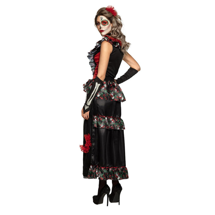 Boland - Erwachsenen-Kostüm La Muerte, Kleid, Stulpen, Halsband und Haarschmuck, Karnveal, Mottopart