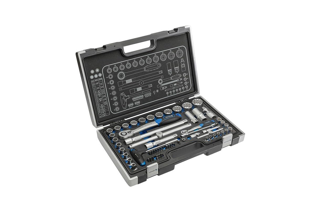 Högert Technik - Werkzeugset I Steckschlüssel, Bits und Zubehör 1/4”, 1/2” I Chrom-Vanadium-Legierun