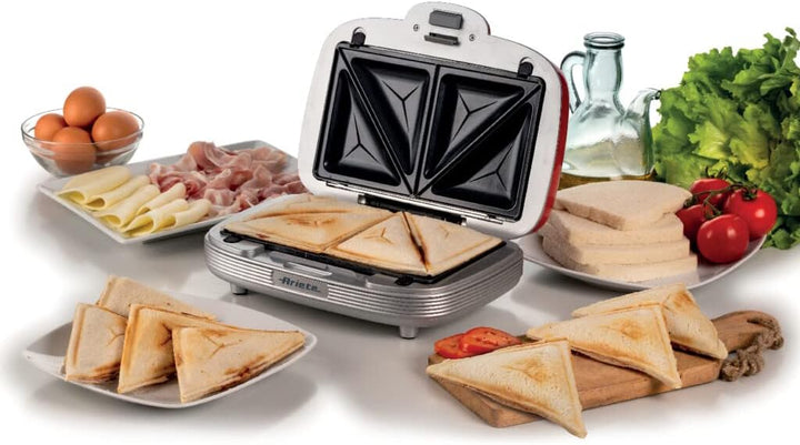 Ariete 1972 Sandwiches & Cookies Party Time, Elektrische Multifunktionsplatte, 700 Watt, 3 antihaftb