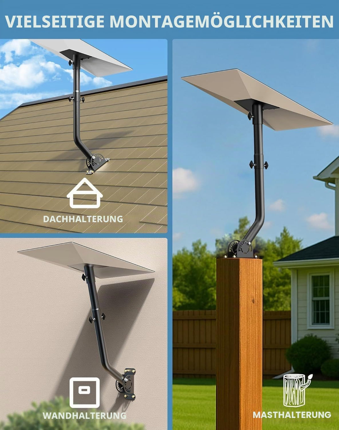 halterung wand rohr Kit für Starlink Gen 3 Standard V3 Dish, 360° Voll verstellbare Halterung smonta