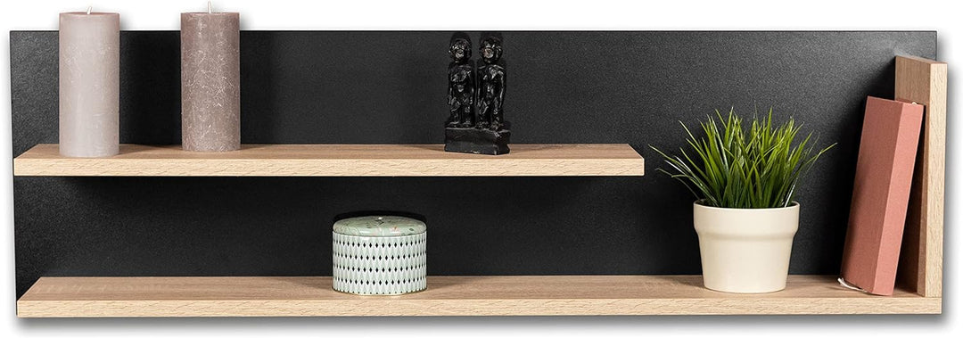 STEMA Seyfried Wandregal Louie in Sonoma Eiche - 1100x340x190 Wandboard, Schweberegal, Hängeregal, S