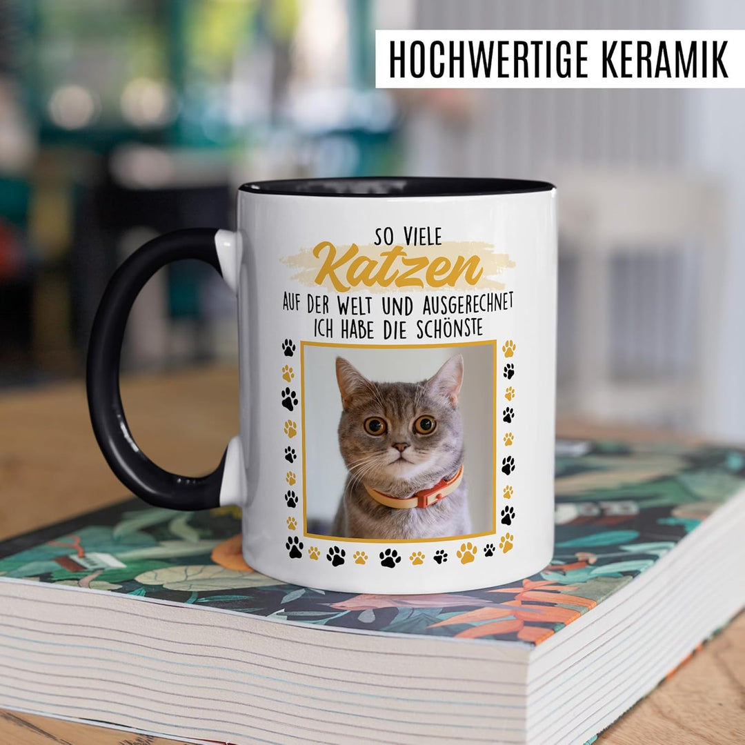 Tasse Katze personalisiert Geschenk So viele Katzen und ich habe die schönste, Kaffeetasse eigenes B