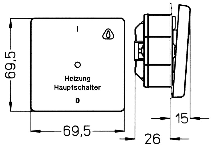 Kopp Standard Unterputz Feuchtraum Heizungs-Hauptschalter, UP FR, IP44, arktis-weiss, 627302086 Heiz