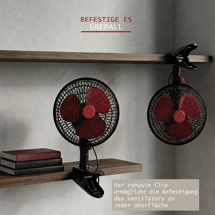 GROWMANIA Ventilator, oszillierend, 2 Geschwindigkeiten, 20 cm, 20 W, Leistung, elektrischer Ventila