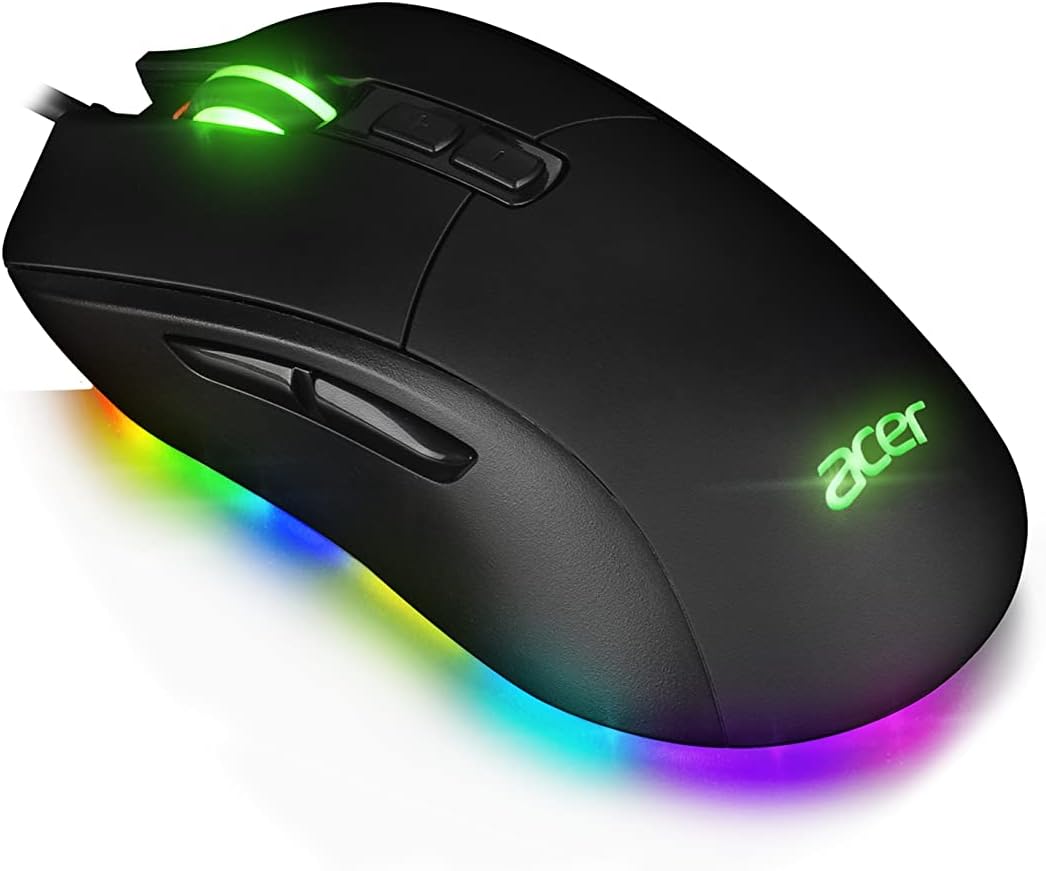 Acer, Gaming-Maus STARLIGHT-GM1000, Material: Gummi, 10 mehrfarbige LED-Effekte, 7 Tasten, 10000 DPI